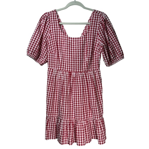 LOFT Dresses & Skirts - NWT LOFT Size 8 Picnic Gingham Cotton Puff Sleeve Dress Cottagecore Seersucker